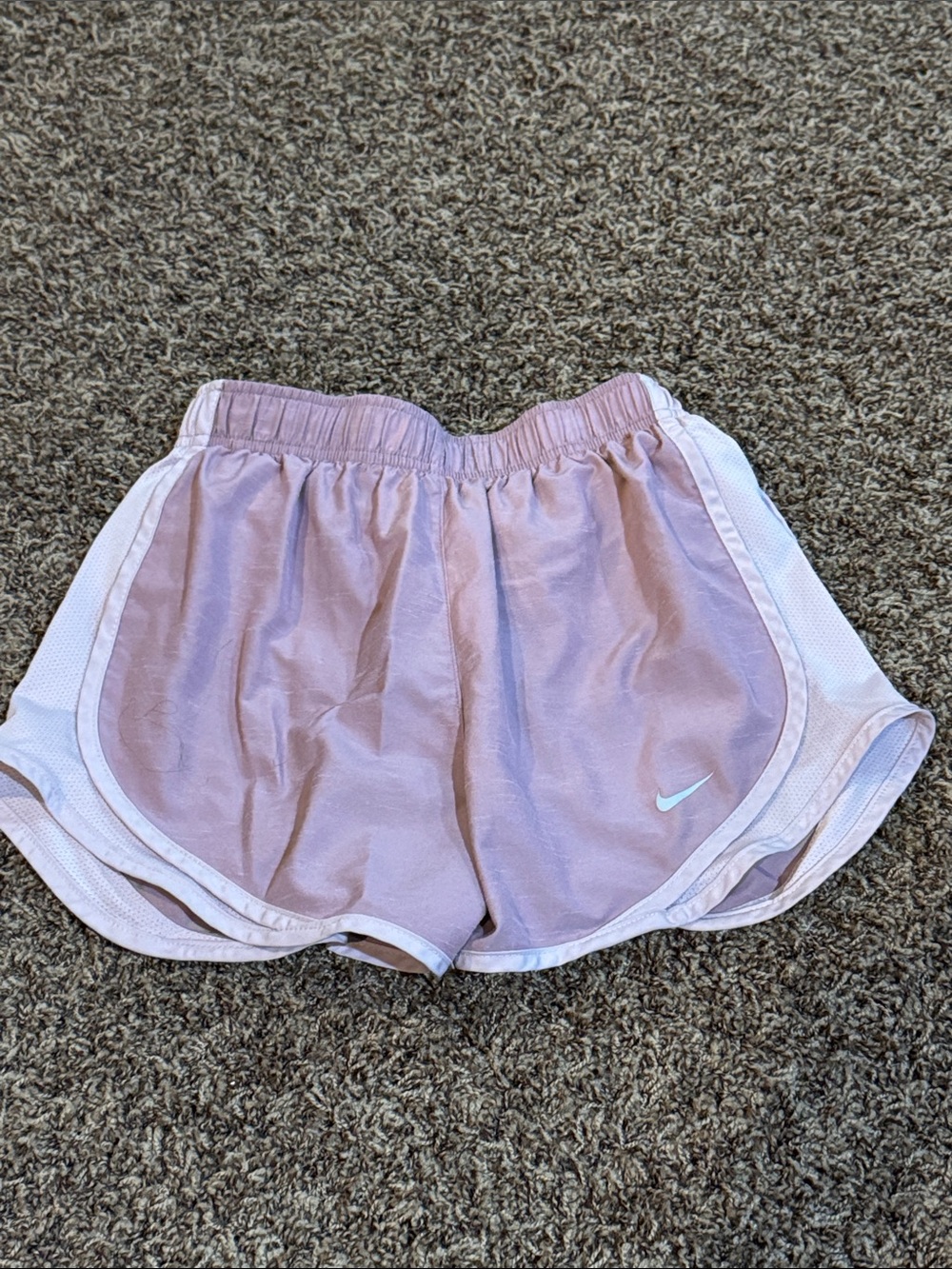 Nike Women's Dusty Pink Athletic Running Shorts with Pale Pink Trim